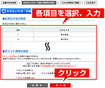 お支払い方法・お届け時間等の指定