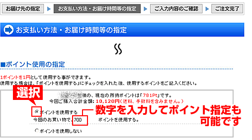 ポイントを使用する