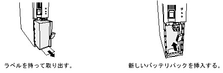 バッテリーに貼ってあるラベルを持ってバッテリーパックを取り出します。