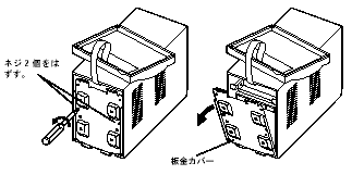 ドライバーでネジ2個を外しカバーを手前に取り外します。